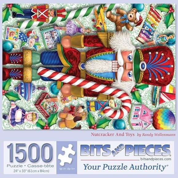 Nutcracker And Toys 1500-Piece Jigsaw Puzzle Bits And Pieces 24"x33" Christmas D - Picture 2 of 5